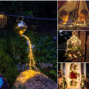 🎄LUCES LED DECORATIVA CON PANEL SOLAR 25 M - DORADO
