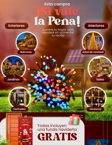 ⭐ COMBO PREMIUM NAVIDEÑO 2025🎄 Ilumina tu hogar sin gastar luz + 🎁 Funda Navideña para tu puerta GRATIS
