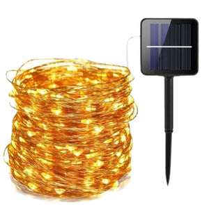 🎄LUCES LED DECORATIVA CON PANEL SOLAR 25 M - DORADO