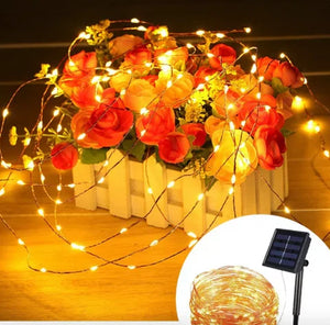 🎄LUCES LED DECORATIVA CON PANEL SOLAR 25 M - DORADO
