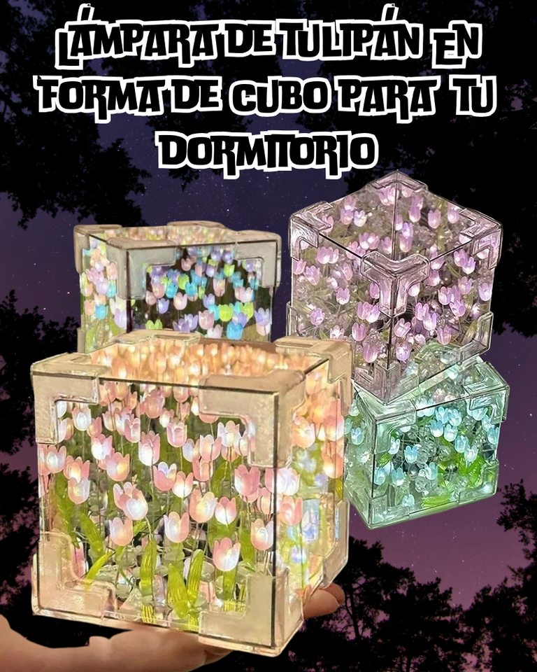 Lampara LED Cubo de Tulipanes Para Armar